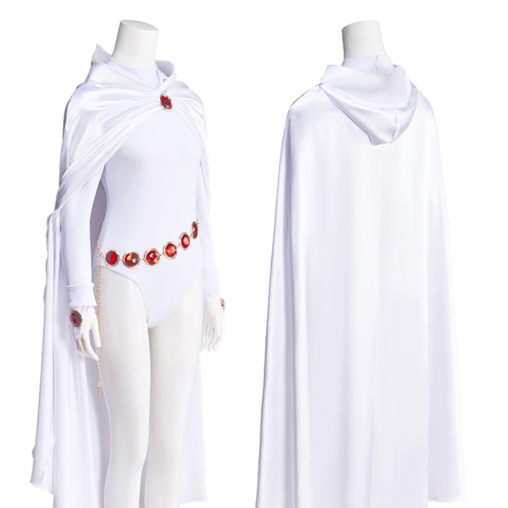 Body Jewelry Waist - Women's Raven Cosplay Costume White Bodysuit