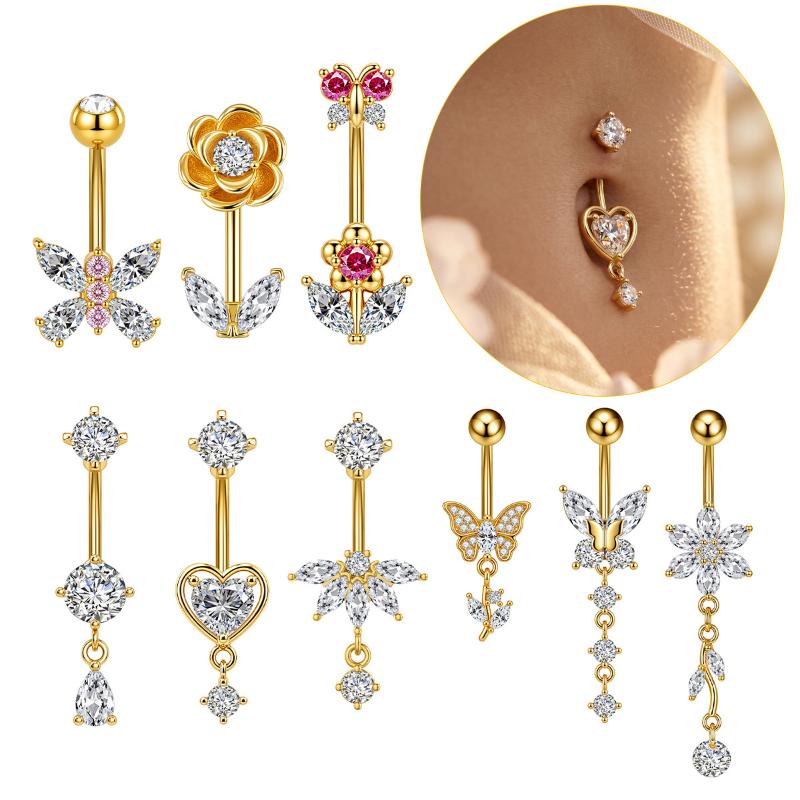Body Jewelry Tunnels - 1Pcs Zircon Decor Belly Button Ring