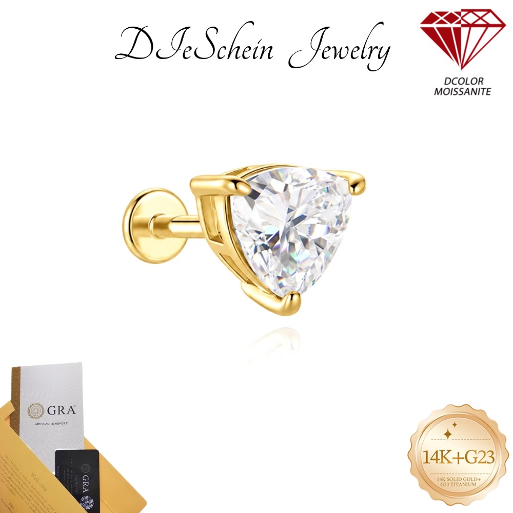 Tragus Flat Back - DIeSchein 14k Solid Gold Flat Back