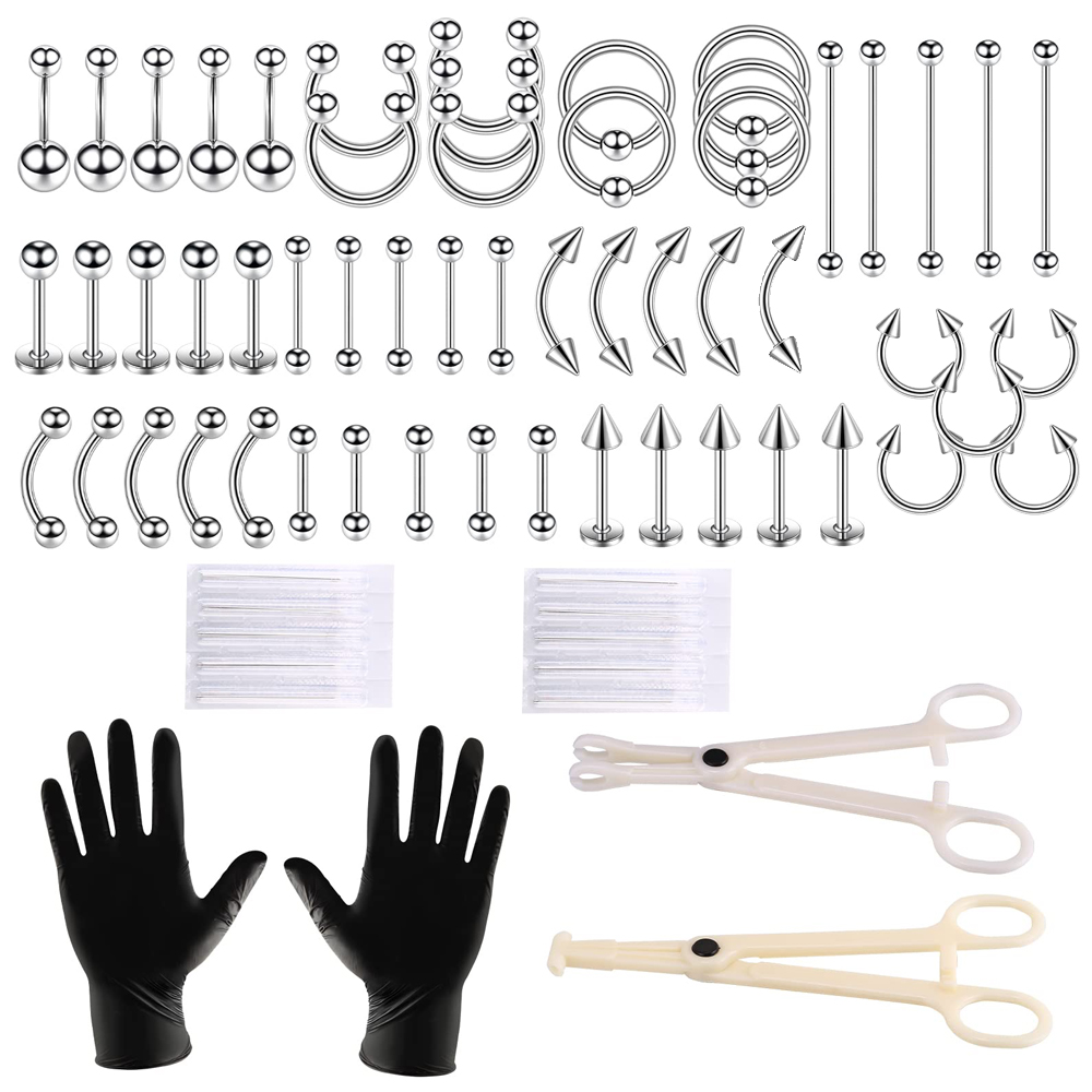 Flat Back Labret Stud - Stainless Steel Piercing Kit Belly Button