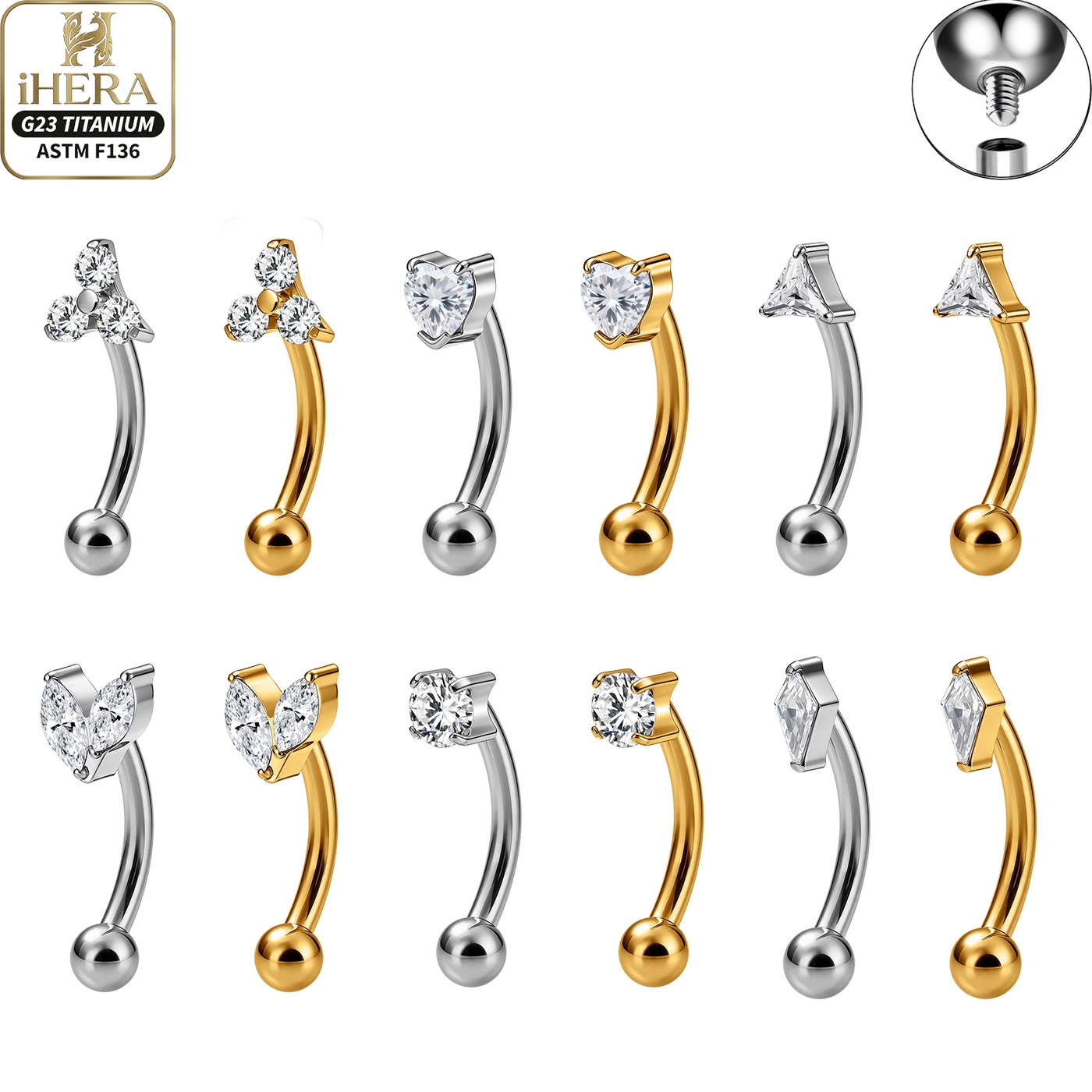 Body Jewelry Vertical Labret - Screw Ball F136 Titanium Piercing Stud