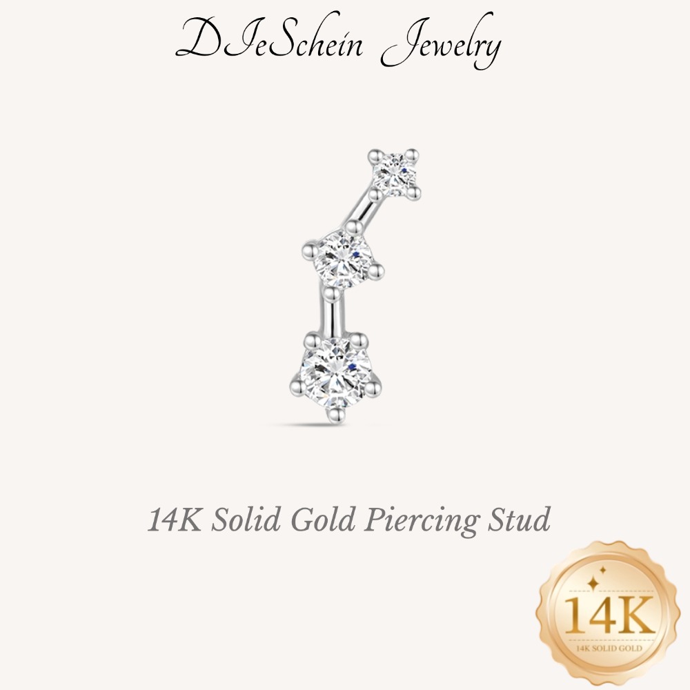 Tragus Flat Back - DIeSchein 14K Solid Gold CZ Cartilage