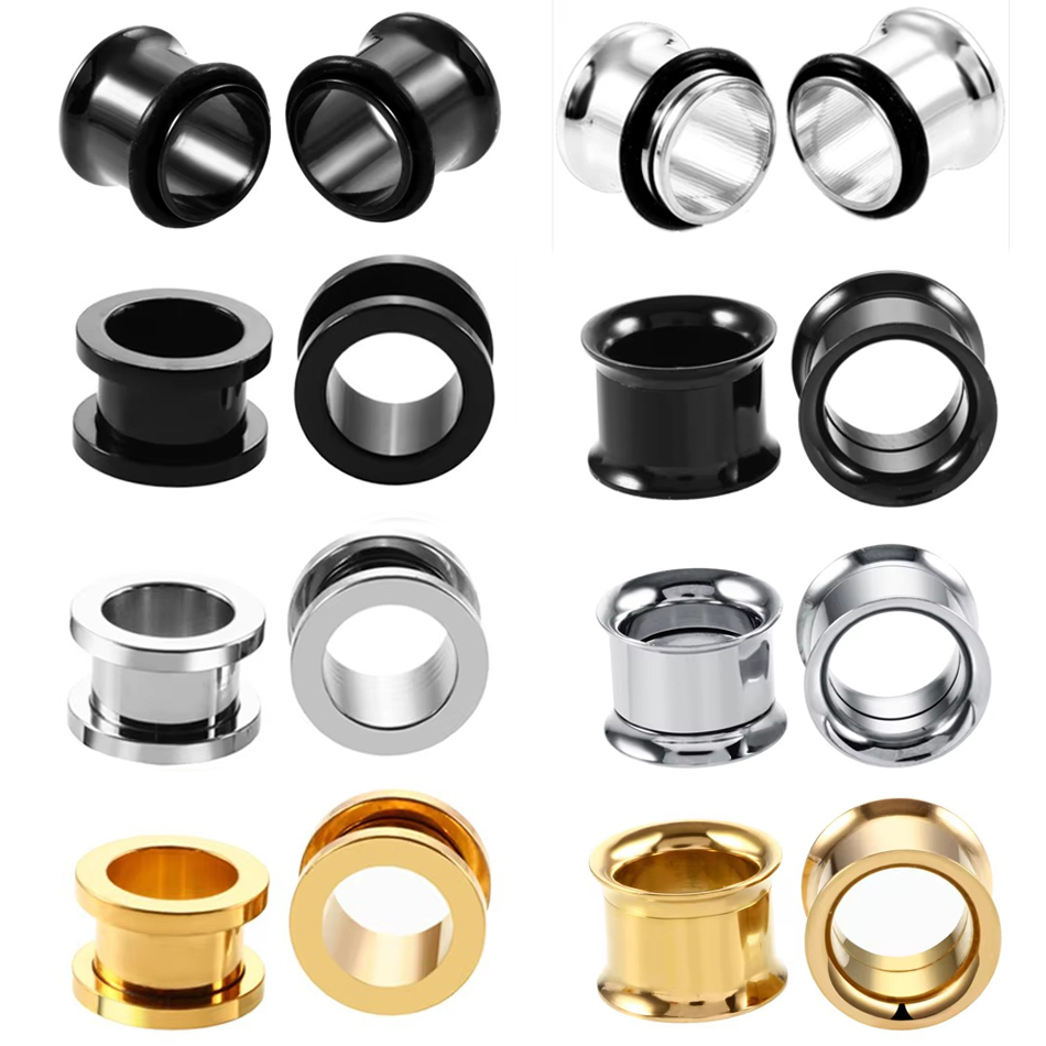 Body Jewelry Tunnels - 1Pair Stainless Steel Ear Plugs Tunnels