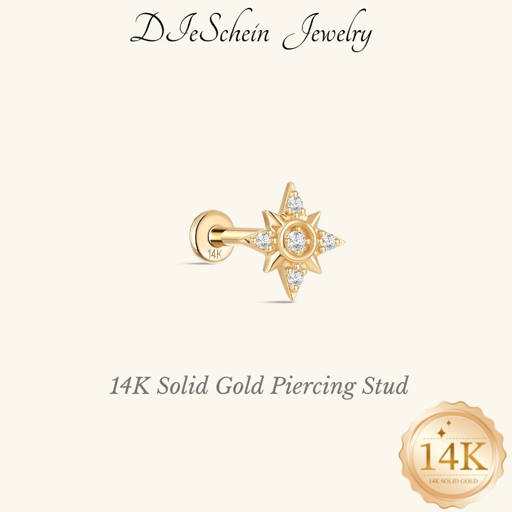 Tragus Flat Back - DIeSchein 14K Solid Gold Flat Back