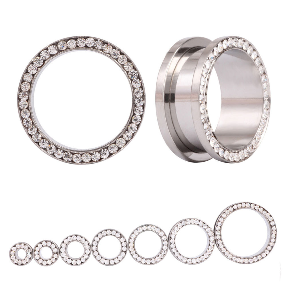Body Jewelry Gauges - 2 pcs/lot Crystal Ear Tunnel Screw