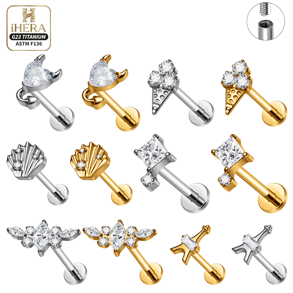 F136 Titanium Piercing Stud Co - Body Jewelry Vertical Labret recension och pris