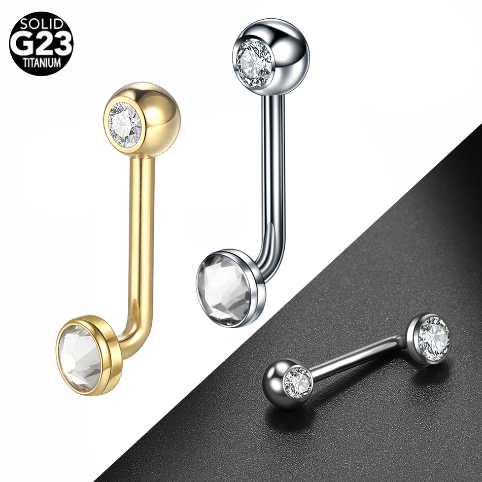 1PC G23 Titanium CZ Curved Bar - Body Jewelry Vch recension och pris