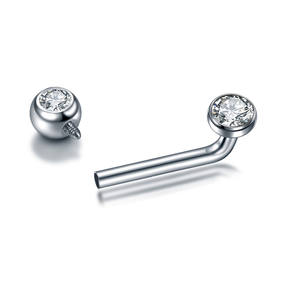 1PC G23 Titanium CZ Curved Bar - Body Jewelry Vch recension och pris
