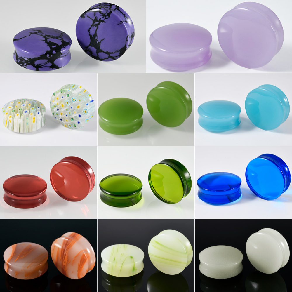 1/2/22PCS Glass&Stone Round Ea - Body Jewelry Tunnels recension och pris