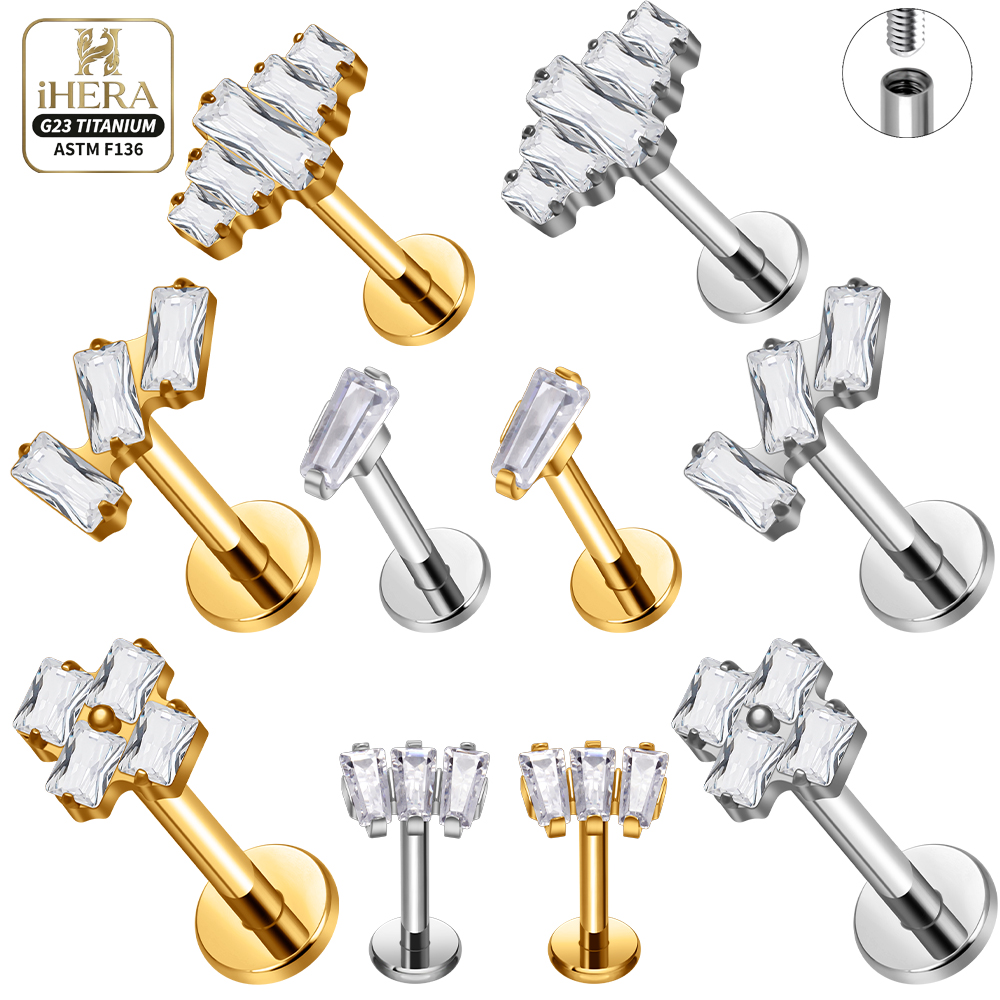 ASTM F136 Titanium Piercing Ba - Flat Back Labret Stud recension och pris