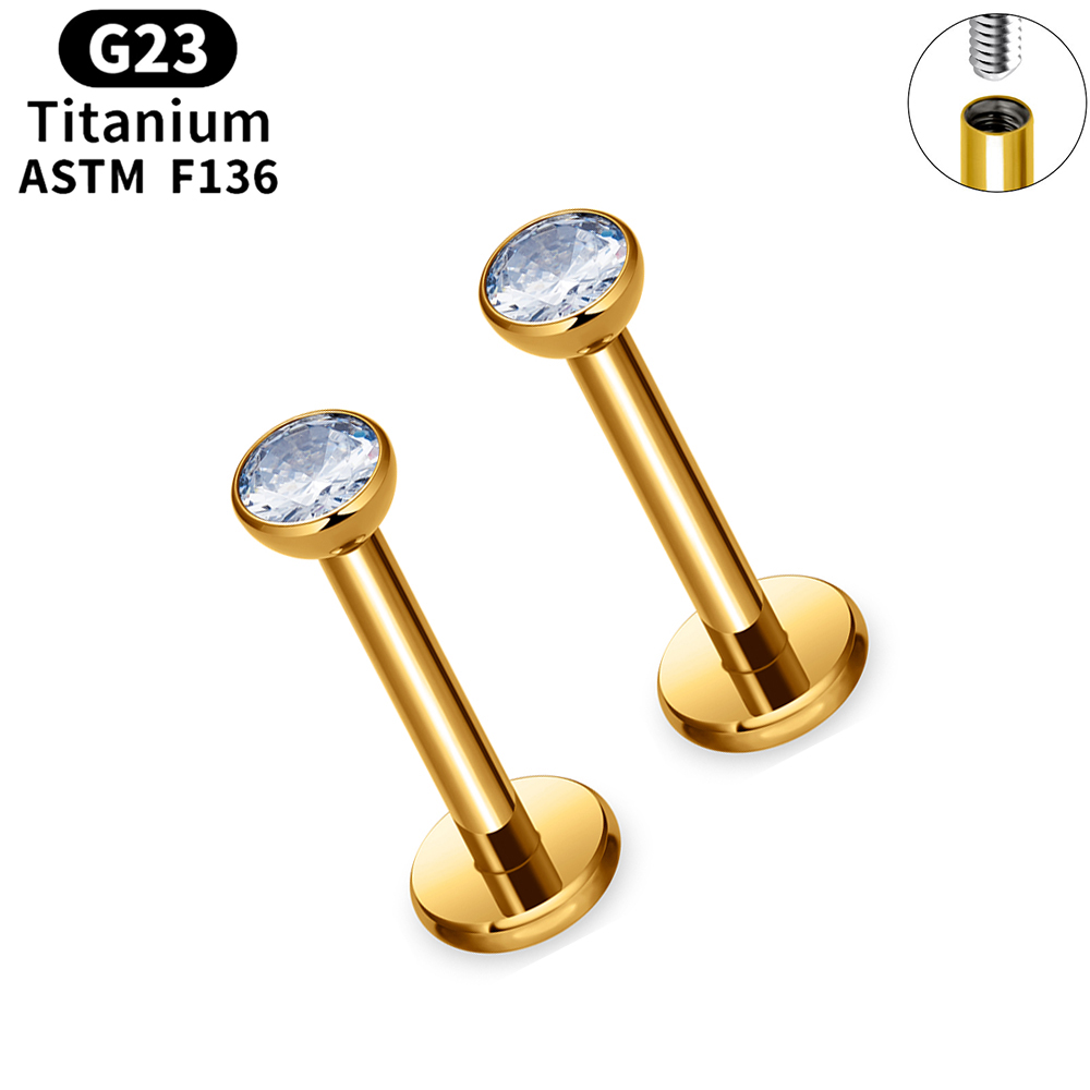 10/50pcs ASTM F136 Titanium La - Flat Back Labret Stud recension och pris
