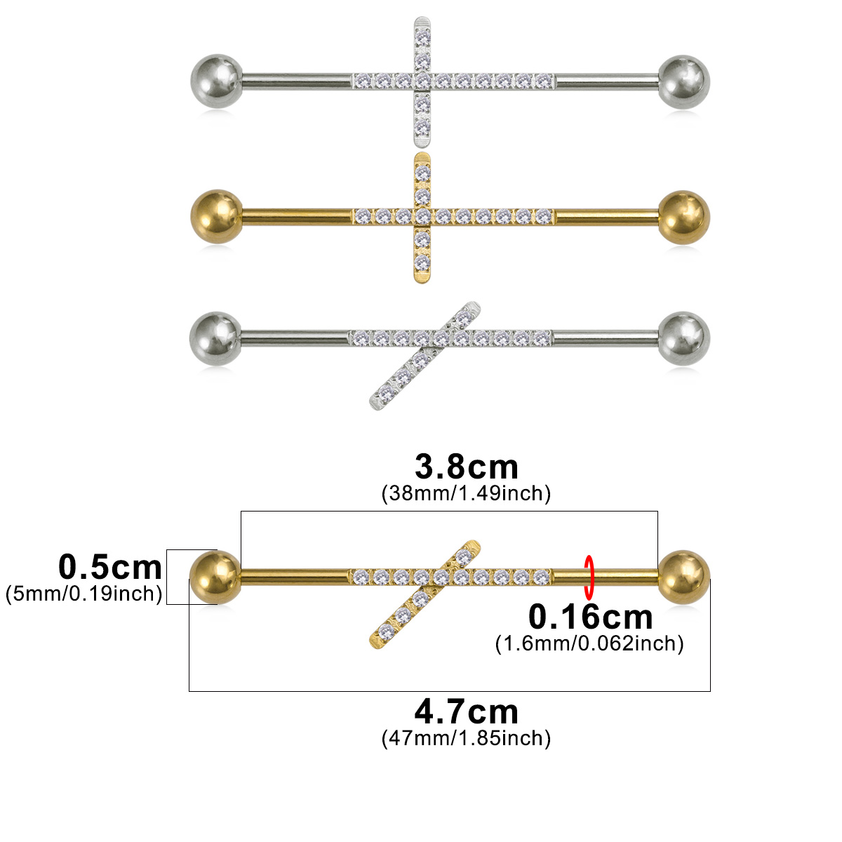 1pc Zirconia Industrial Pierci - Body Jewelry Industrial recension och pris