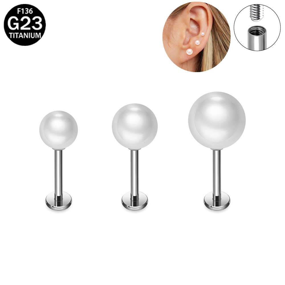 ASTM F136 Titanium Pearl Earri - Flat Back Labret Stud recension och pris