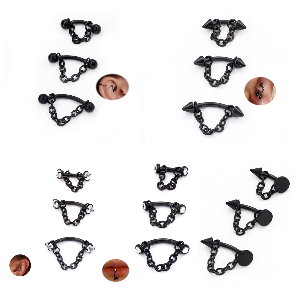 3pcs Stainless Steel 16G Chain - Body Jewelry Vertical Labret recension och pris