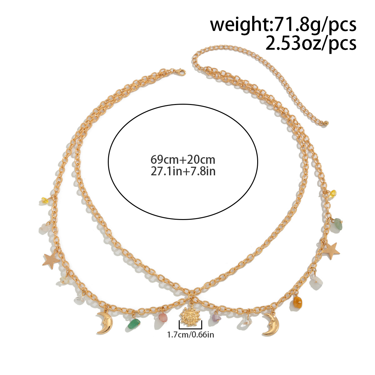 Boho Star Moon Sun Pendant Wai - Body Jewelry Waist recension och pris