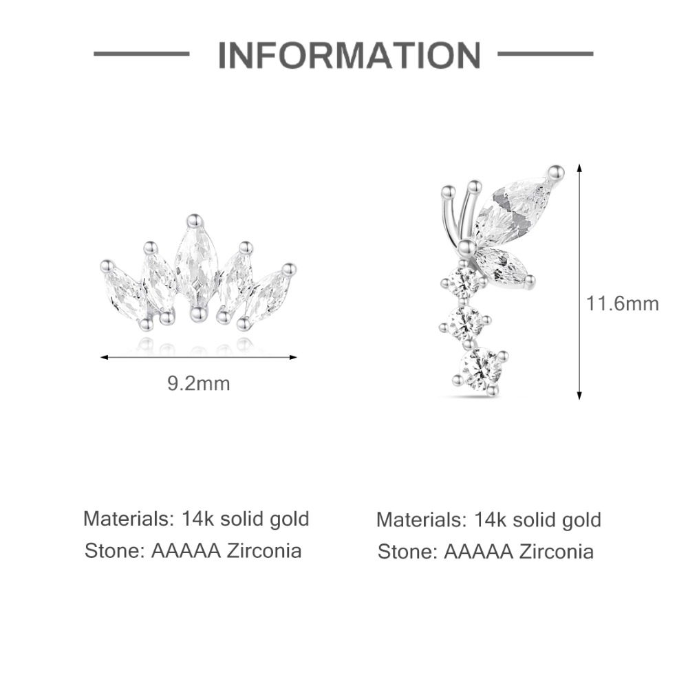 DIeSchein 14K Solid Gold CZ Ca - Tragus Flat Back recension och pris