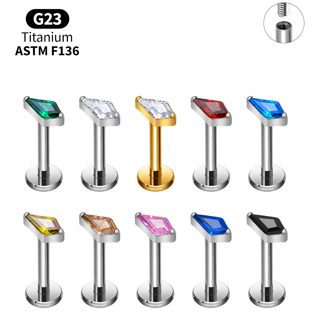 Titanium Kite CZ Internal Thre - Body Jewelry Vertical Labret recension och pris