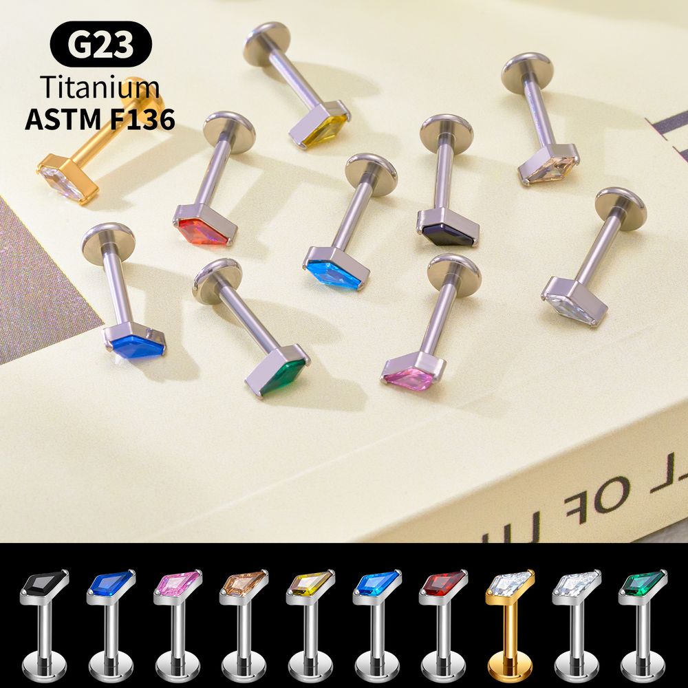 Titanium Kite CZ Internal Thre - Body Jewelry Vertical Labret recension och pris