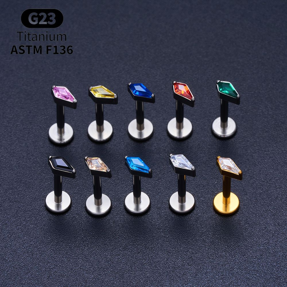 Titanium Kite CZ Internal Thre - Body Jewelry Vertical Labret recension och pris