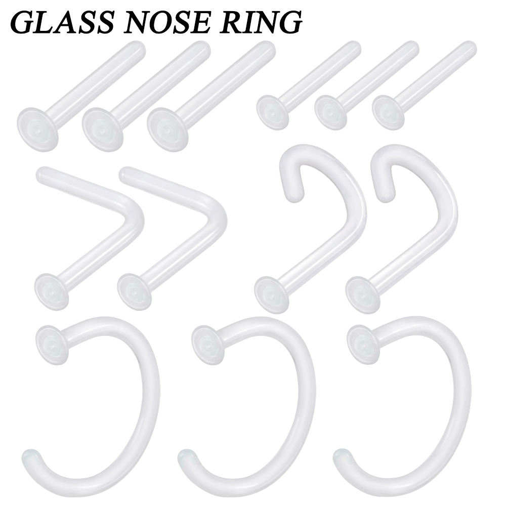 1PC Glass Nose Stud Transparen - Body Jewelry Storage recension och pris