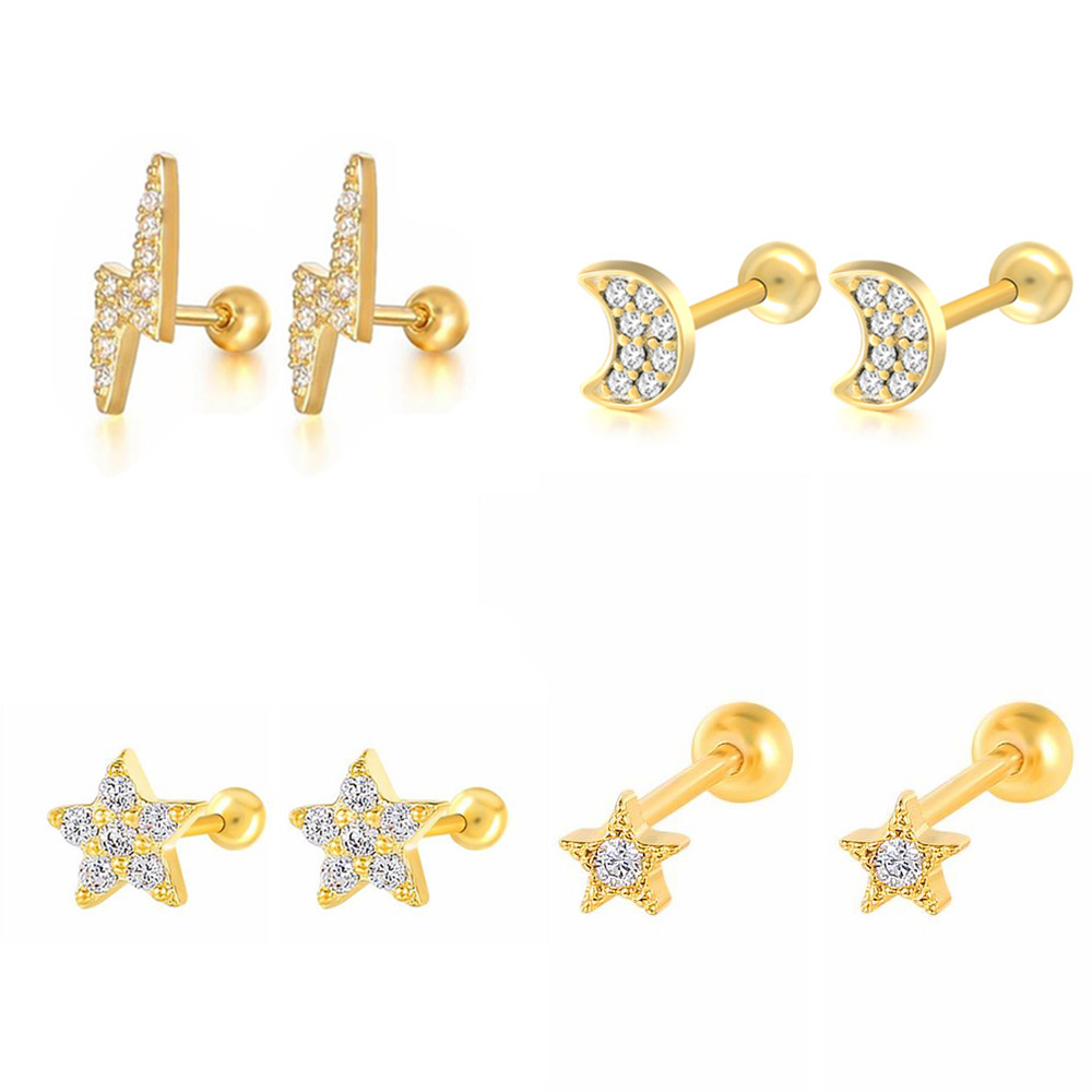 1PC Star Moon Lightning Zircon - Flat Back Labret Stud recension och pris