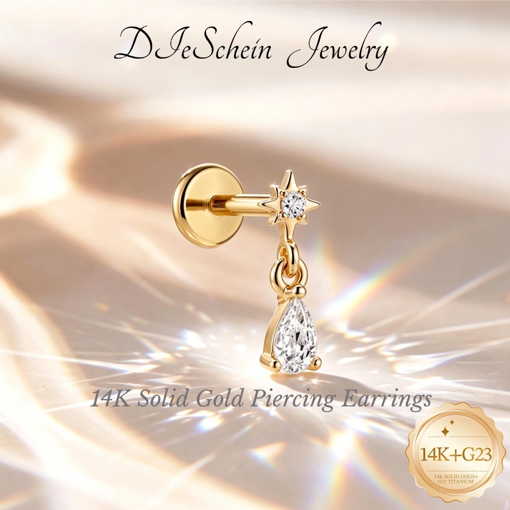 DIeSchein 14K Gold Stud Earrin - Tragus Flat Back recension och pris
