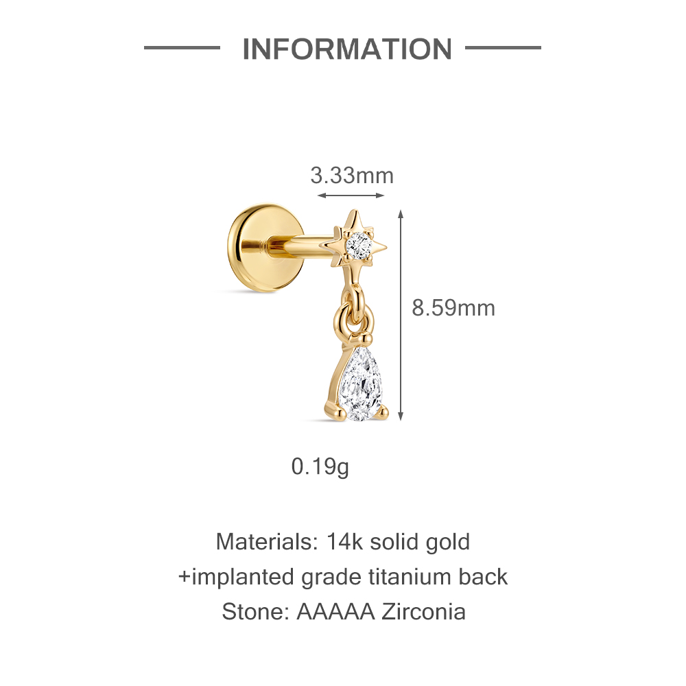 DIeSchein 14K Gold Stud Earrin - Tragus Flat Back recension och pris
