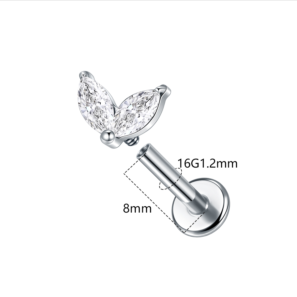 1pc Titanium White Green Zirco - Flat Back Labret Stud recension och pris