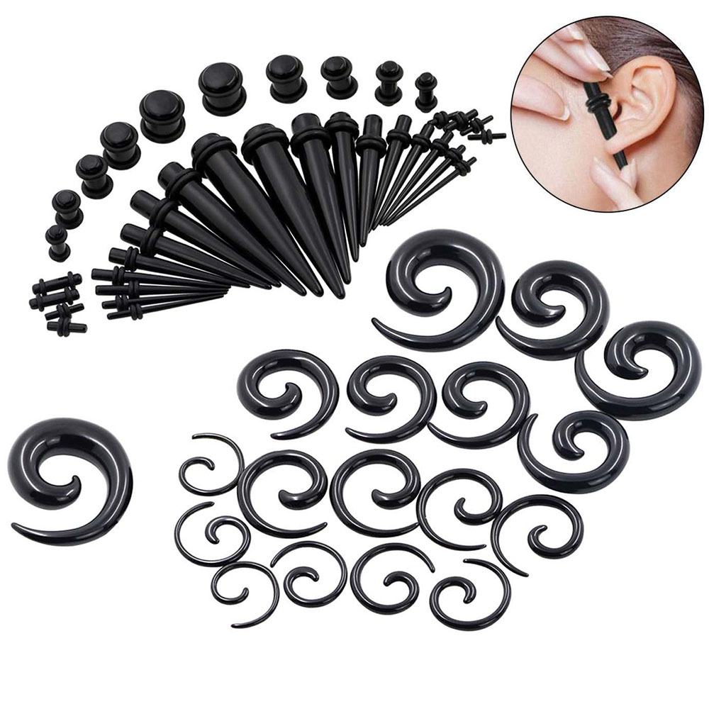 1 Set Ear Taper Kit Black Ear  - Body Jewelry Tunnels recension och pris