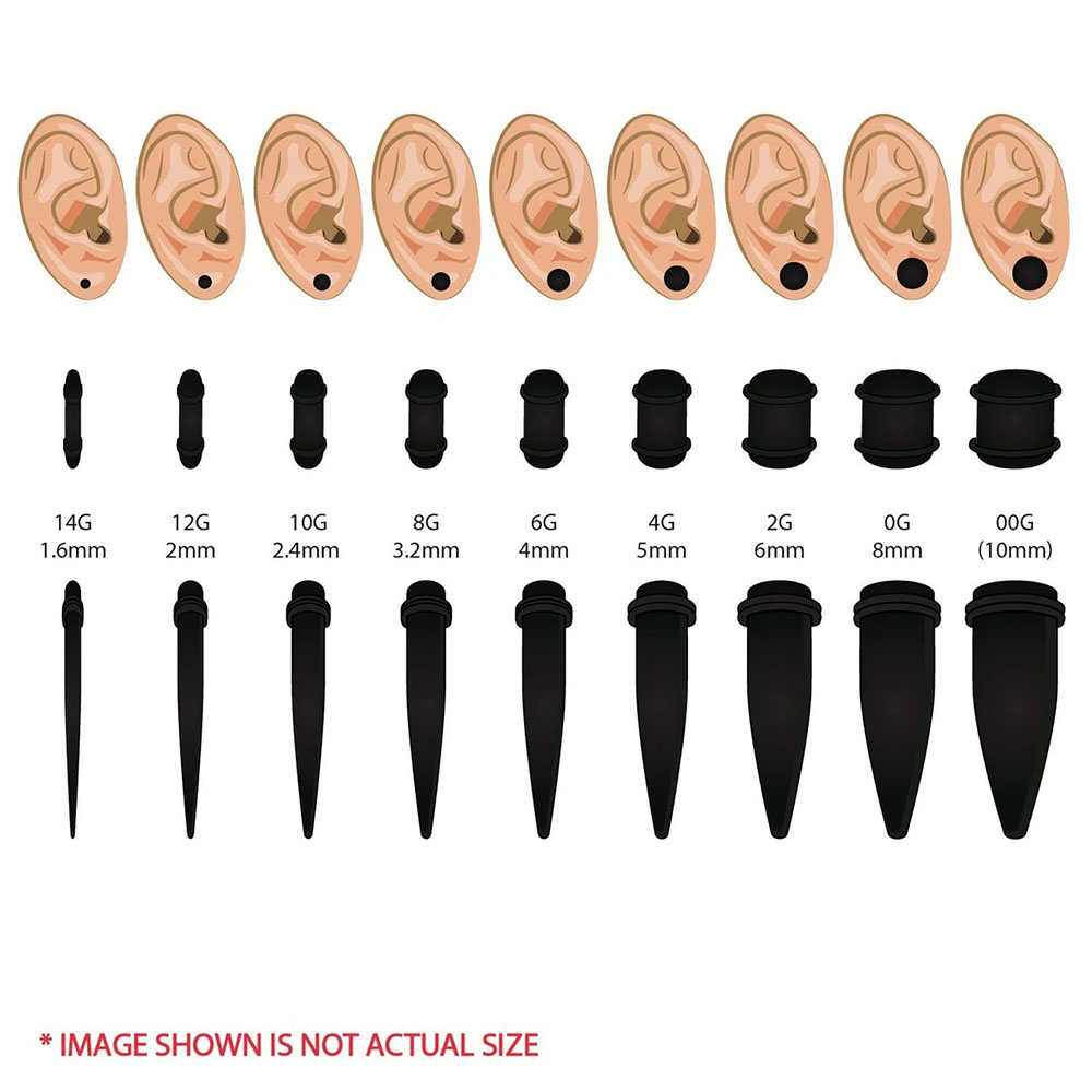 1 Set Ear Taper Kit Black Ear  - Body Jewelry Tunnels recension och pris