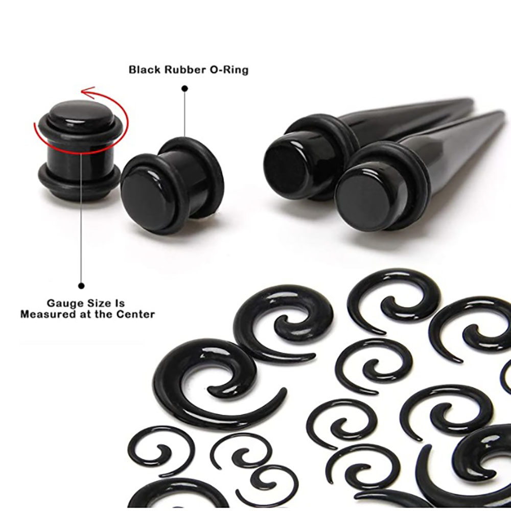 1 Set Ear Taper Kit Black Ear  - Body Jewelry Tunnels recension och pris