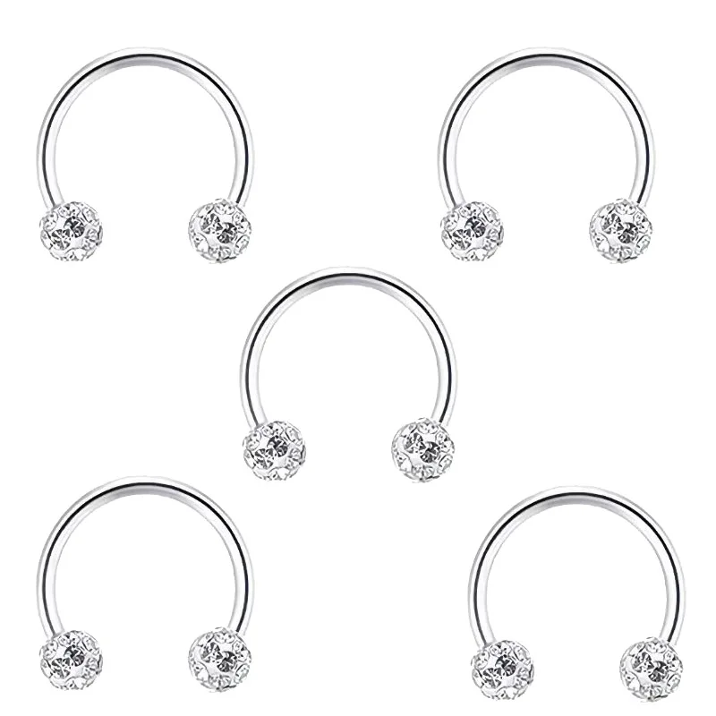 5pc Stainless Steel Rhinestone - Body Jewelry Metal Types recension och pris