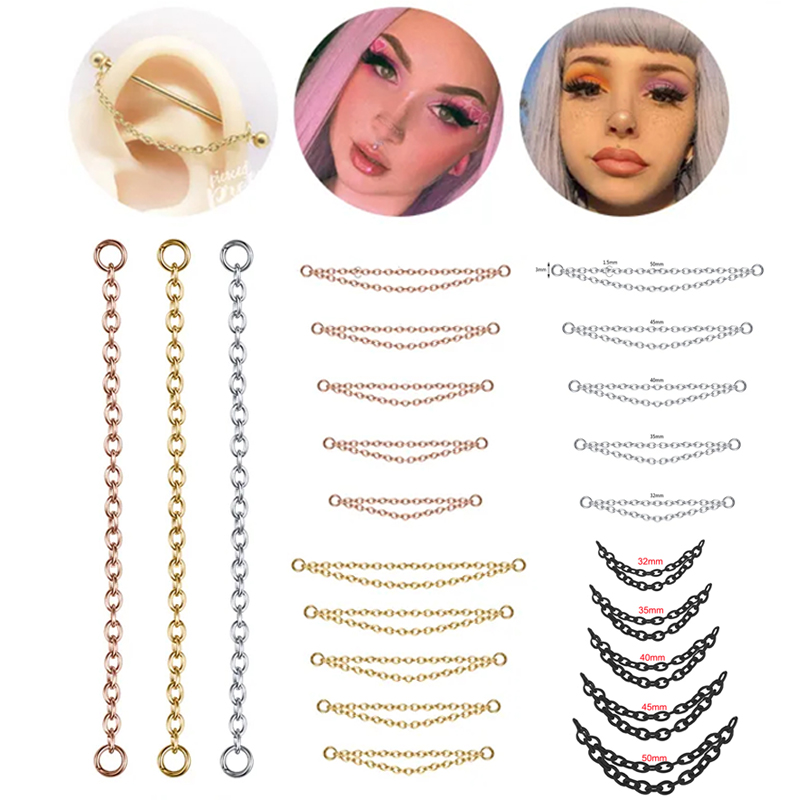 1PC Silver/Gold Color Nose Cha - Body Jewelry Industrial recension och pris