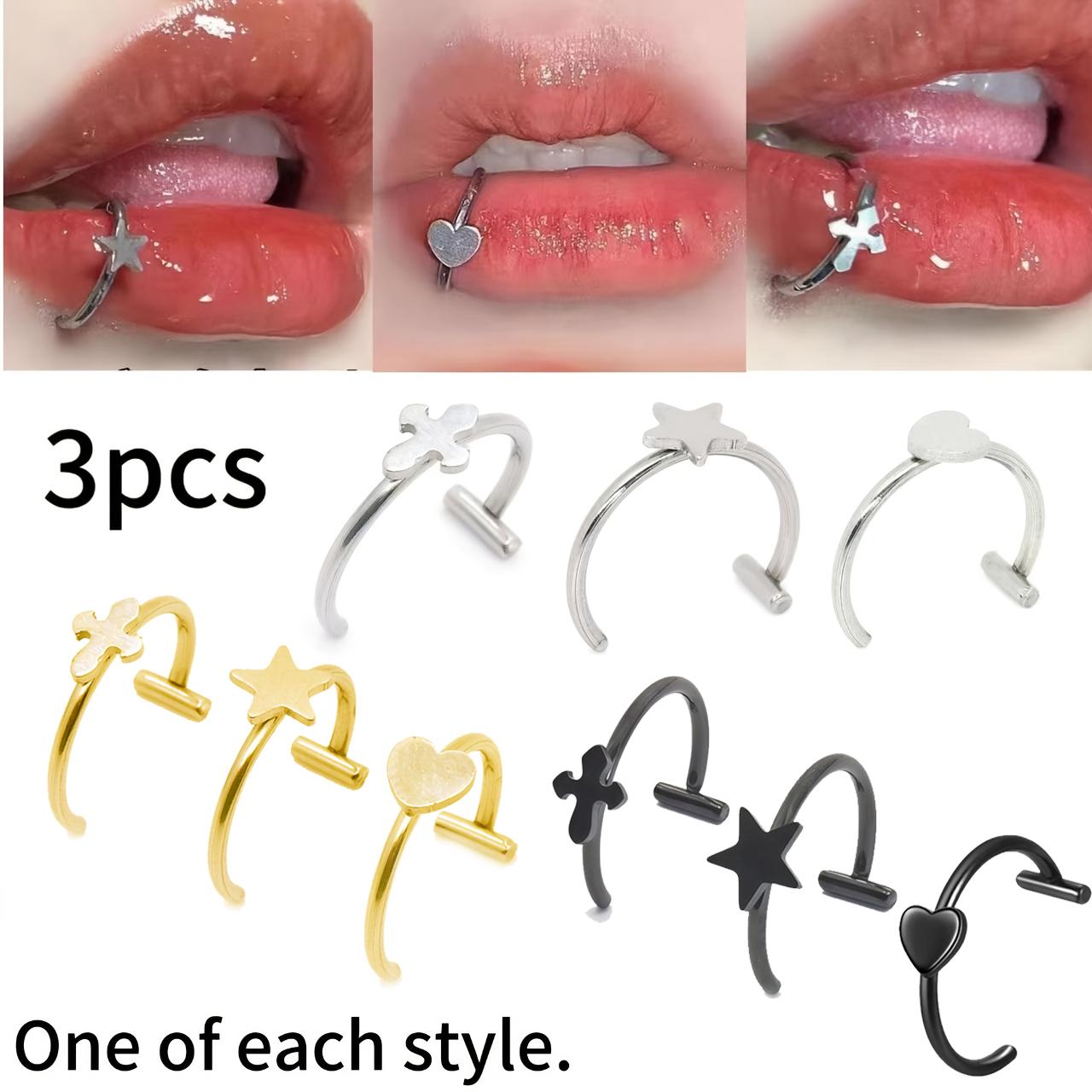 3pcs Stainless Steel Lip Ring  - Body Jewelry Vertical Labret recension och pris