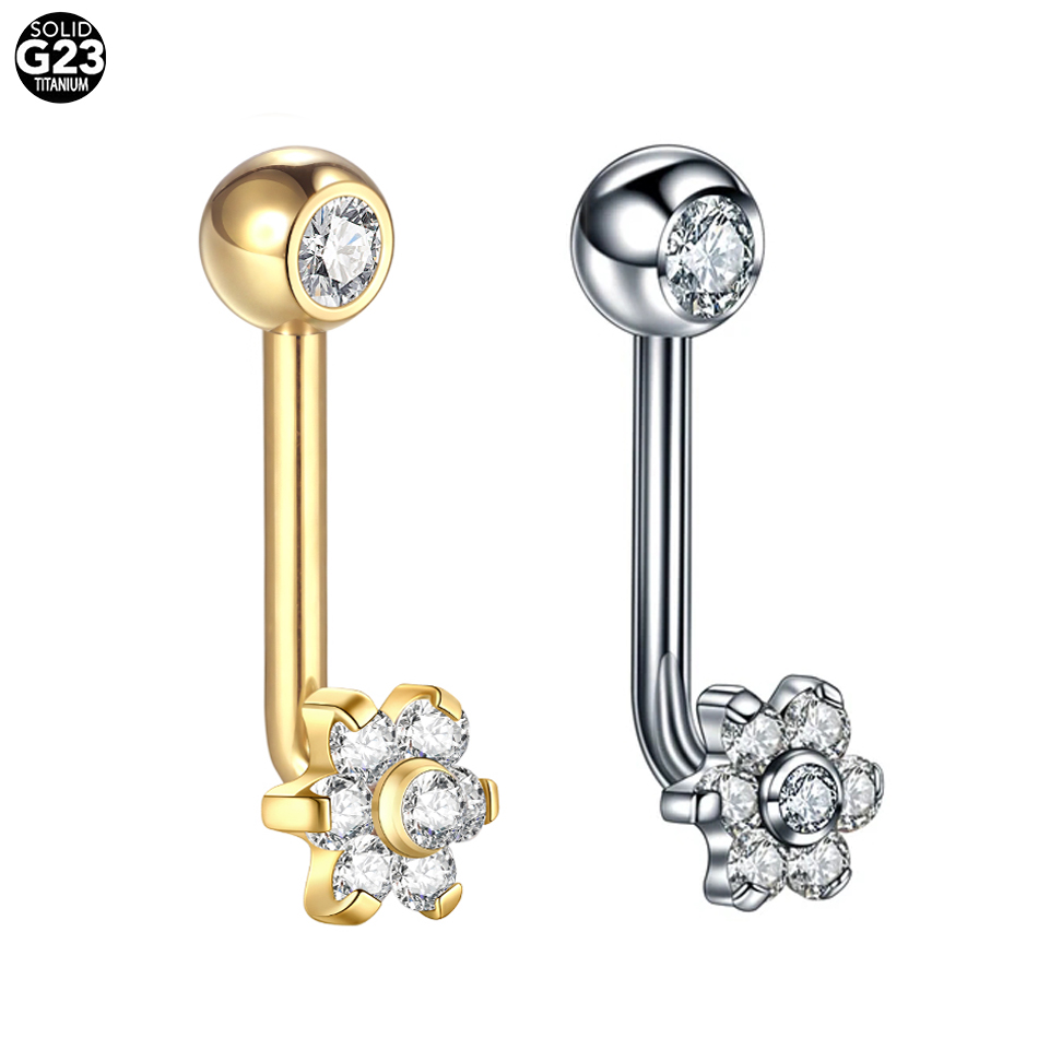 1Pc G23 Titanium Crystal Flowe - Body Jewelry Vch recension och pris