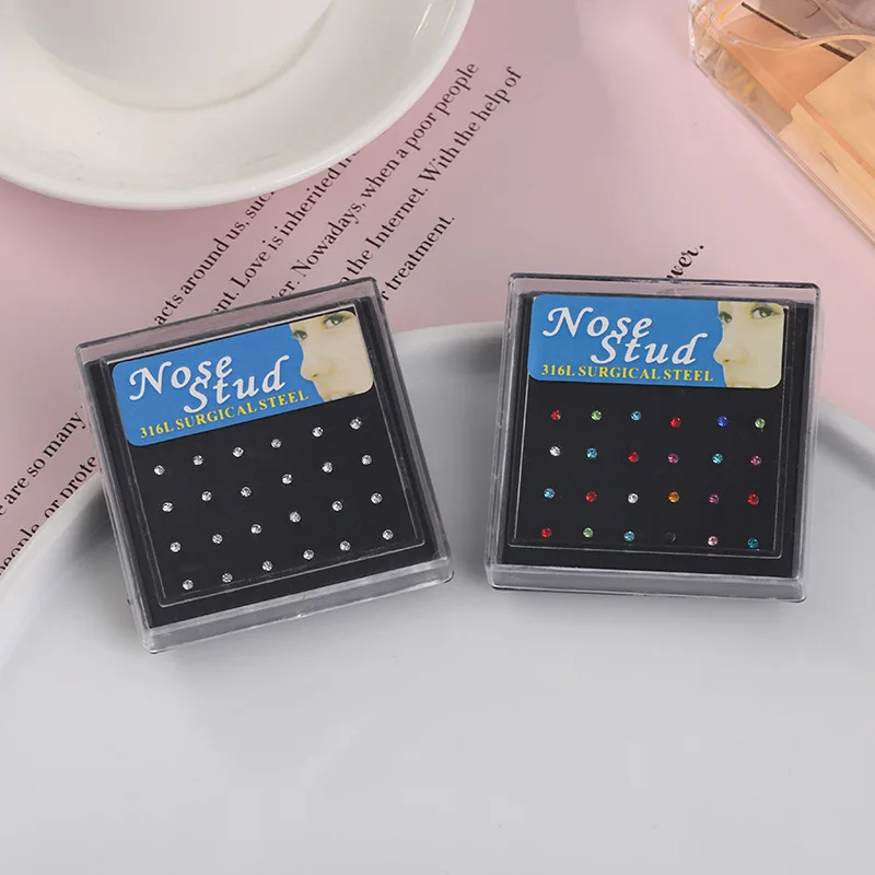 24pcs/box Crystal Nose Ring St - Body Jewelry Storage recension och pris