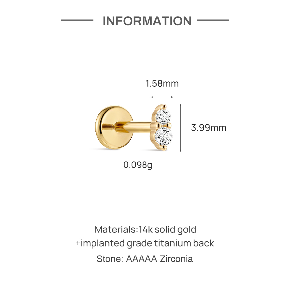 CANNER 1PC 14K Solid Gold Doub - Tragus Flat Back recension och pris