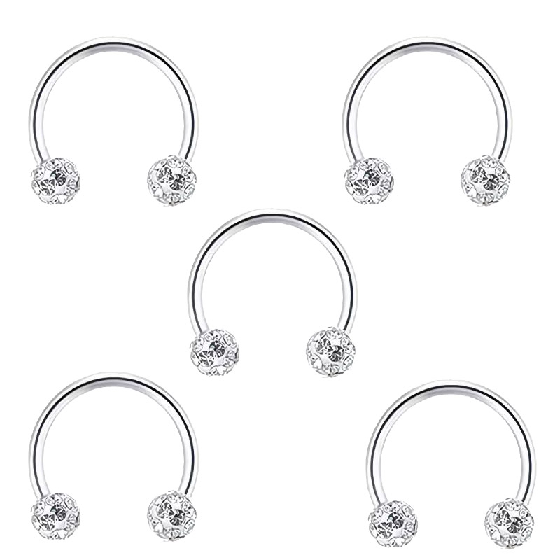 5pc Stainless Steel Rhinestone - Body Jewelry Metal Types recension och pris