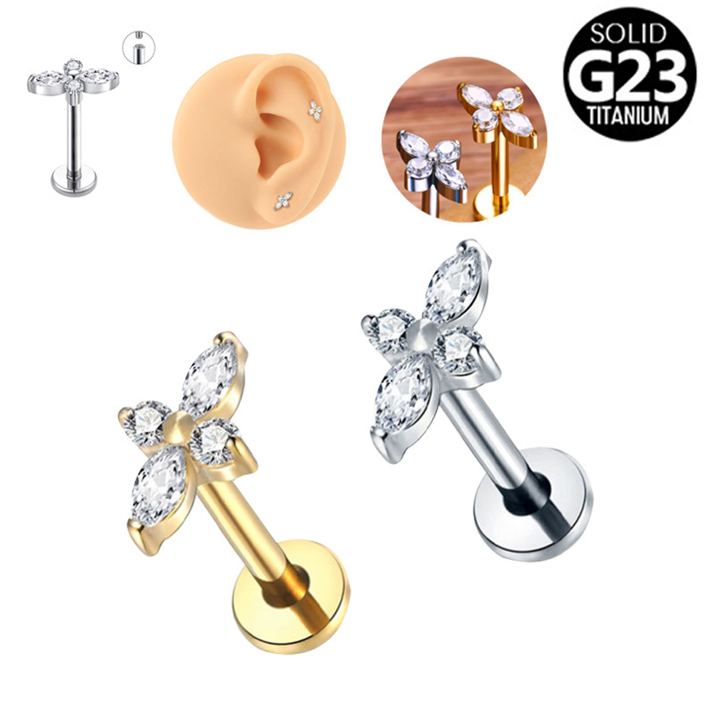 1PC G23 Titanium Labret Pierci - Tragus Flat Back recension och pris