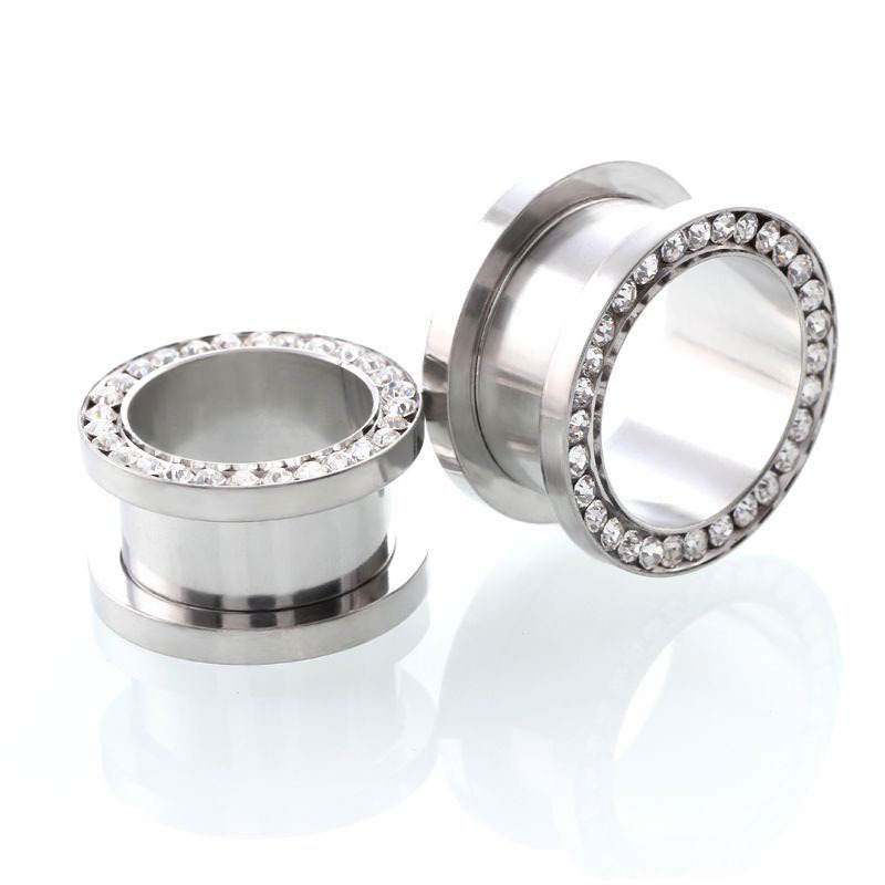 2 pcs/lot Crystal Ear Tunnel S - Body Jewelry Gauges recension och pris