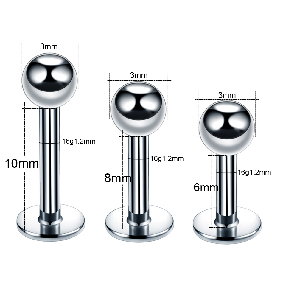 H-S Lot 1Piece Surgical Steel  - Flat Back Labret Stud recension och pris