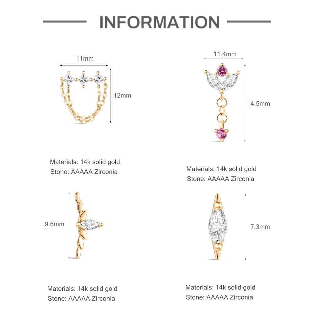 DIeSchein 14K Solid Gold Pierc - Tragus Flat Back recension och pris