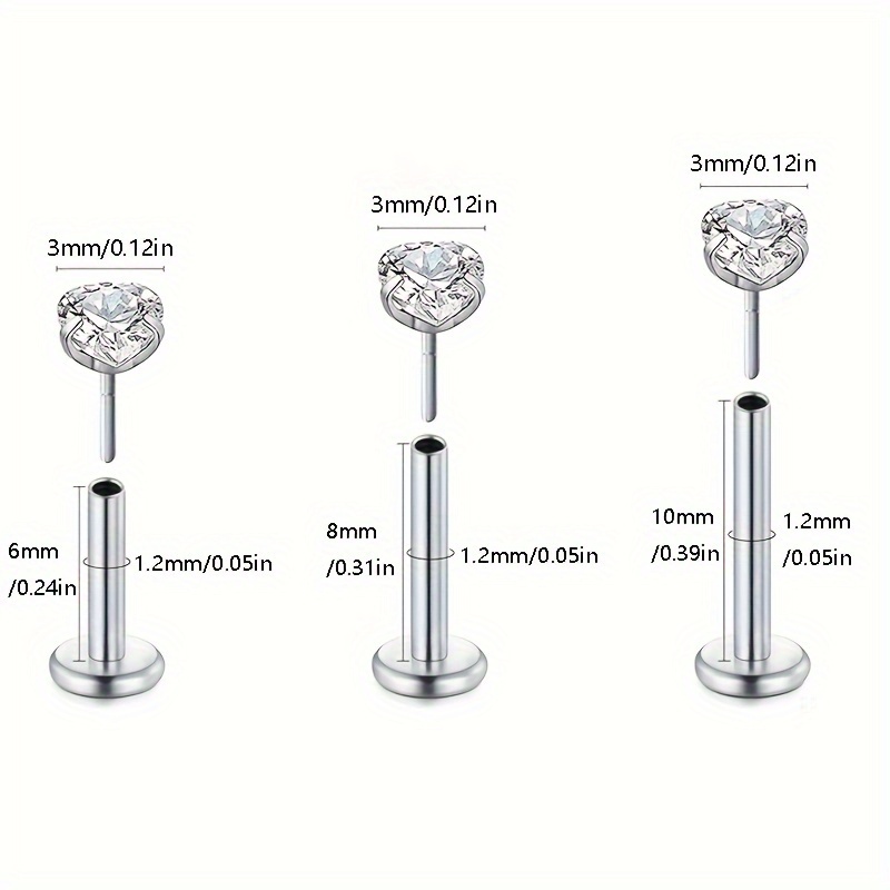 6pcs Threadless Flat Back Earr - Flat Back Labret Stud recension och pris