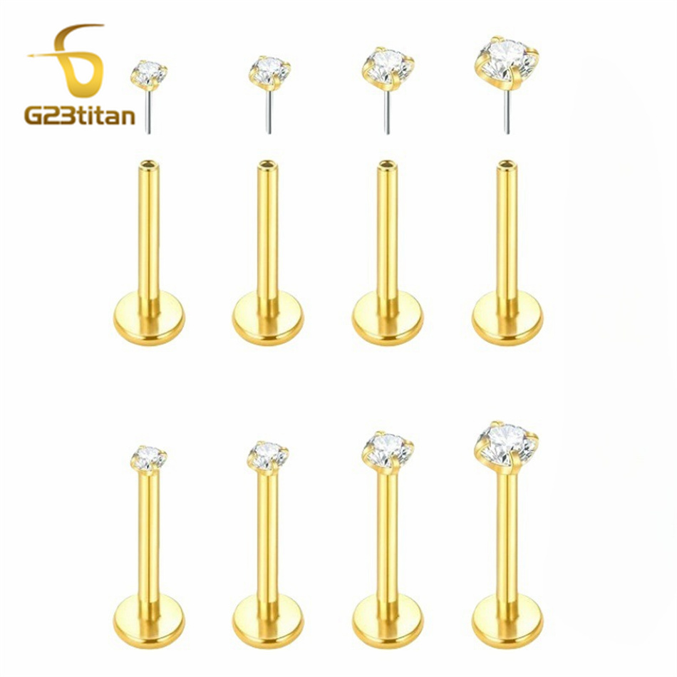 2pc G23 Titanium Push In Earri - Flat Back Labret Stud recension och pris
