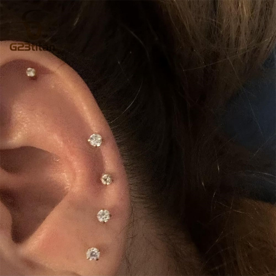 2pc G23 Titanium Push In Earri - Flat Back Labret Stud recension och pris