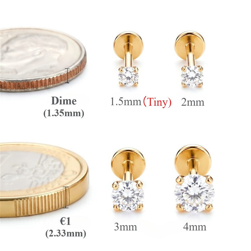 2/8PCS Stainless Steel Eearrin - Tragus Flat Back recension och pris