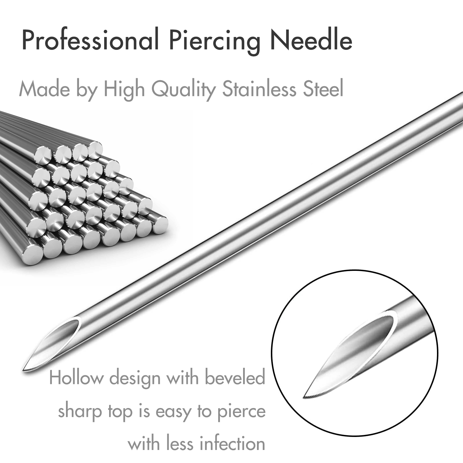 Disposable Piercing Needles St - Flat Back Labret Stud recension och pris