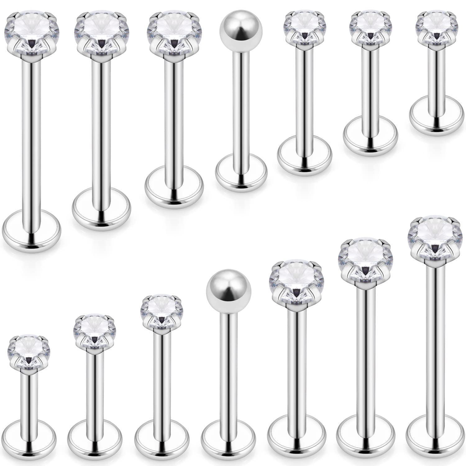 16G Different Sizes Flat Back  - Flat Back Labret Stud recension och pris
