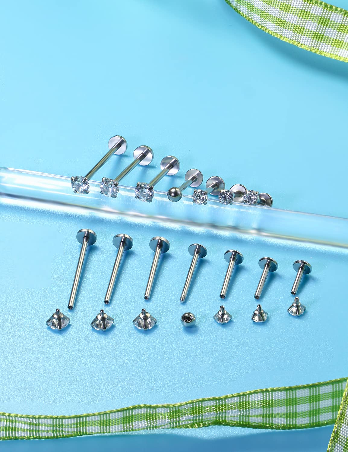 16G Different Sizes Flat Back  - Flat Back Labret Stud recension och pris