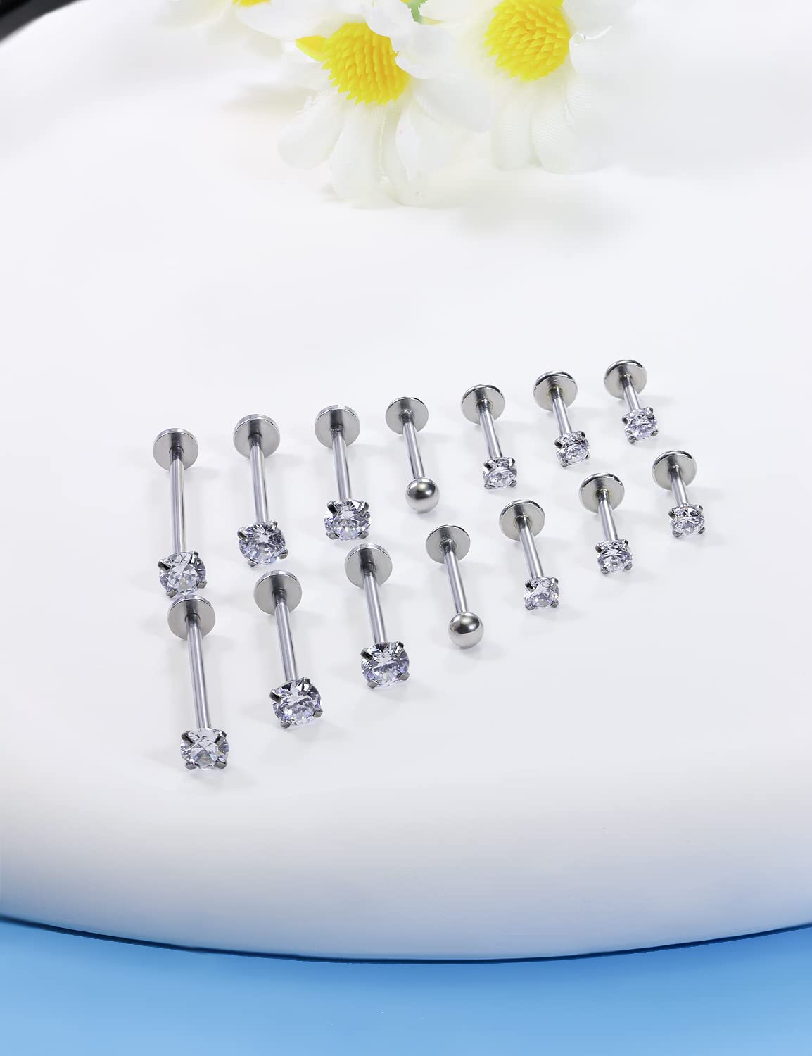 16G Different Sizes Flat Back  - Flat Back Labret Stud recension och pris